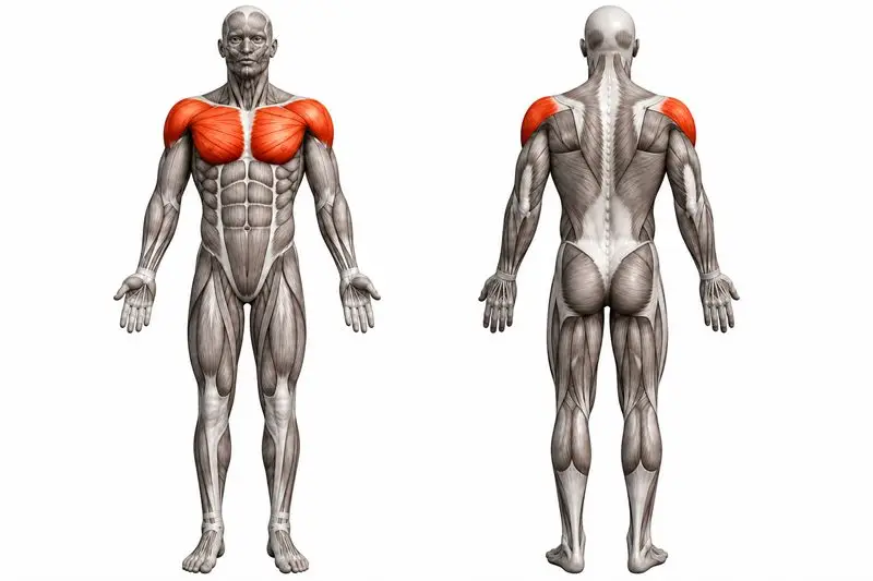 Músculos que trabaja flexión pseudo planche, marcados en rojo