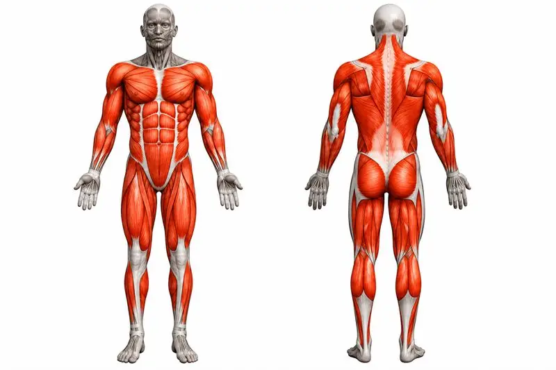 Músculos que trabaja sprawl, marcados en rojo