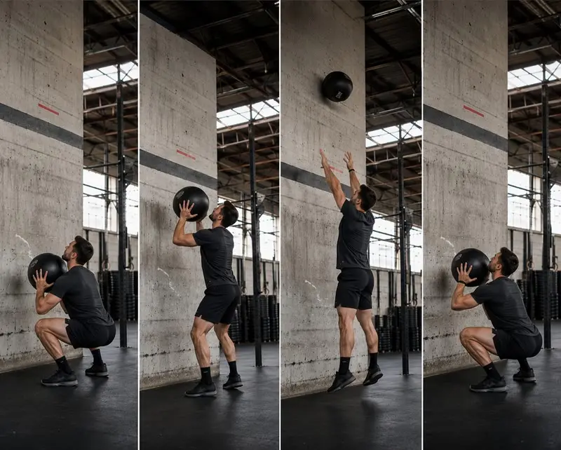 Wall ball: secuencia del movimiento