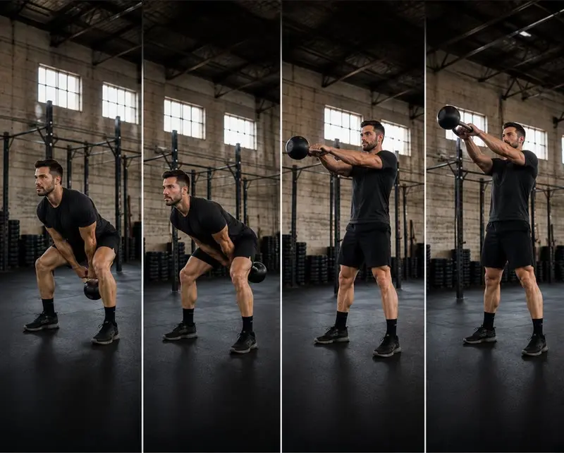 Swing con kettlebell: secuencia del movimiento