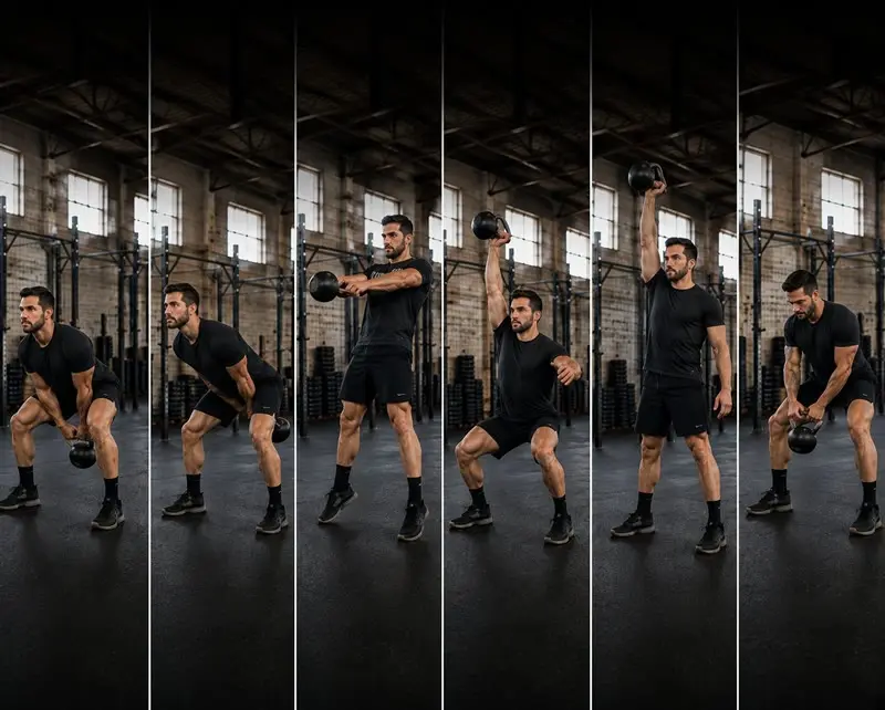 Snatch con kettlebell: secuencia del movimiento
