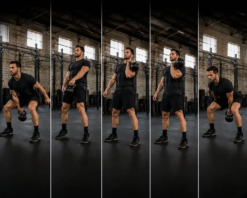Clean con kettlebell: secuencia del movimiento